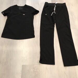 FIGS WOMENS SCRUB SET BLACK TWO PEICE PANT TOP XS/ST
